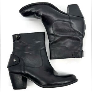 Frye Jackie Zip Short Black Leather Ankle Boots Size 8.5B